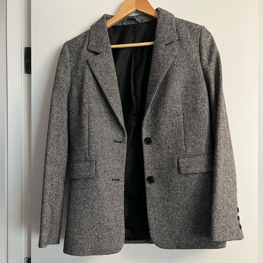 & Other Stories Black and White Herringbone Coat